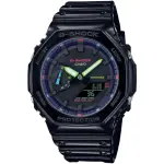 【CASIO 卡西歐】G-SHOCK 虛擬光譜防護構造雙顯手錶 禮物 開學(GA-2100RGB-1A)