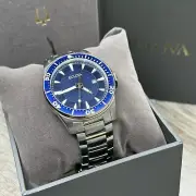 NEW✅ Bulova Men's Classic Date Blue Dial Two Tone Steel Men's Watch 43MM 98B329