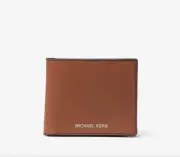 - Brand New - Michael Kors Harrison Saffiano Billfold Leather Wallet, LUGGAGE