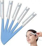 Verazquy 5 Pcs Beard Mustache Straight Edge Razor, Women's Precision Eyebrow Razor Men's Dermaplaning Tool for Hair Remover and Trimmer Face Shaver Disposable Stainless Steel Blade Safe Easy to Use