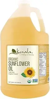 Kevala Organic Sunflower Oil – 128 fl oz – Sunflower Seed Oil – Sunflower Oil for Cooking – Organic Cooking Oil – High Oleic Sunflower Oil - 1 Gallon