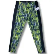 NWT Josie Natori Solstice Track Leggings in Citron Multi
