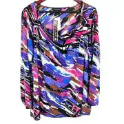 NEW NWT Susan Lawrence 1X Woman Plus Size Sparkly Pink Stretchy Blouse Shirt Top