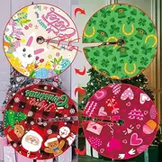 Hollowfly 2 Pack 36 Inch Mini Easter Tree Skirt Small Double Sided Short Plush Tree Skirt Include Easter and St. Patrick's Day, Valentine and Christmas Print for for All Year, 4 Festivals