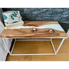 Handcrafted Walnut Wood & White Epoxy Resin Side Table – Unique Stylish table
