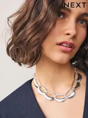 Silver Tone Open Link Collar Necklace (F62431) | $30