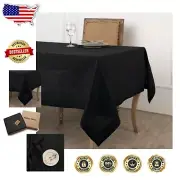 Handcrafted 60 x 120 Inch Linen Tablecloth in Black - Ideal for Celebrations