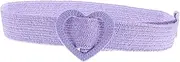 [Beavorty] Elastic Women Heart Shaped Buckle Stretchy Cinch Belt Woven Waist Belt for Dress Skirt Sweet Style Decorative Accessory for Valentine Day