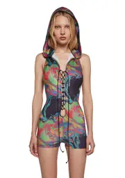 [Club Exx] Tie Me Down Playsuit - Acid