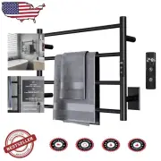 Versatile Heated Towel Rack - Matte Black, Plug-in/Hardwired with Timer Control