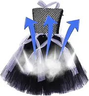Halloween Girls Costumes | Halloween Cosplay Fancy Dress Mesh Tutu Skirt and Gloves | Halloween Masquerade Wizard Fancy Dress for