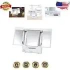 Elegant Tri-Fold Makeup Mirror with 3 Reflective Angles & 4 Lighting Options