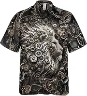 [ORCAE] Steampunk Clockwork Mechanic Hawaiian Shirts for Men - Regular Fit Casual Button-Down Shirt, Ocean Beach Shirt