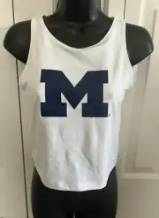 ZooZatz University of Michigan Tank Top w/Built In Bra Large Stretchy White NWT
