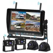 7" Digital Wireless Quad Monitor DVR 1080P Camera For Truck Trailer RV Caravan
