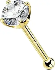 [OUFER Body Piercing] Nose Piercing 22G Nose Stud 9K Gold Nose Bar Clear 1.5/2/2.5/3 mm CZ Nose Rings Bone Studs Nostril Piercings Tiny Nose Piercing Jewellery for Women Men