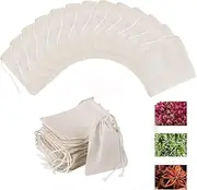 50Pcs Drawstring Bags for Straining,3.9*5.9Inches,Unbleached Cotton Straining Bag for Coffee Tea Filter,Soup Gravy Broth Stew Bags Natural Cotton Fine Mesh Filter Bags,Reusable Fine Mesh Filter Bags