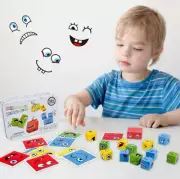 Wooden Face Changing Puzzle Building Cubes Interaction Toy Cube Board Game Kids