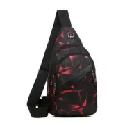 Cool Geometric Pattern Sport Crossbody Bag Lightweight Shoulder Casual Chest Red