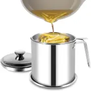 Oil Strainer Pot 1.8L Stainless Steel Oil Storage Can with Strainer and Dust-Pro