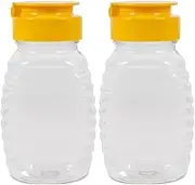 SUPVOX 2pcs Clear Honey Bottles Style Jar Honey Squeeze Bottle Empty Refillable Honey Dispenser with Flip Lids Leak Proof Honey Containers Holders for Storing Dispensing