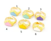 Clouds Enamel Colorful Rings Adjustable Gold Plated Brass 5US - 6US size 4759
