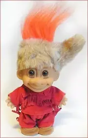 New DAVY CROCKETT TROLL Daniel Boone Mountain Man Coonskin Cap ORANGE Russ