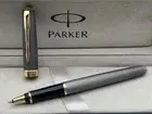 Parker Sonnet Rollerball Pen Grey Grid Gold Clip Fine nib Black Ink With Box