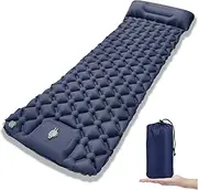 Siyecioa Self-Inflating Air Mattress with Foot Press Pump & Cushion, Sleeping Mat, Self-Inflating Ultralight Camping, Camping Mattress, for Outdoor, Camping, Hiking & Bike Packing (Blue)