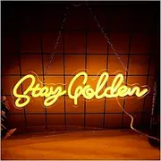 Hanging Art Neon Signs Stay Golden Neon Sign for Wall Decor Dimmable LED Light USB Powered for Bedroom Home Bar Pub Hotel Store Party Birthday 38.1cm×10.16cm