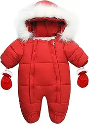 [Generic] Snow Bib Boys Size 12 Snowsuit Clothes Snow Baby Boys Outwear Infant Girls Hooded Jacket Wear Coat Zipper Winter Jumpsuit Boys Coat&Jacket Nylon Baby Girl Bibs