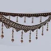 Fringe Trim，Curtain Tassels， 12 Yards Curtain Trims Crystal Beaded Pendant Tassel Fringe Hanging Beads Edging Braid Trimming Lace Lampshades Decor(Dark Brown)