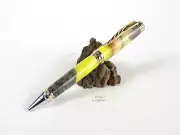 Buckeye Burl Cigar Pen Wood Stabilized Ballpoint Yellow Pearl Gold Chrome Hybrid