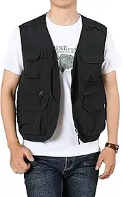 [Flygo] Men's Utility Cargo Vest Outdoor Fishing Safari Travel Work Photo Vest with Pockets