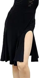 [ZYMOZYM] Long Skirt with Trousers Slit for Women Knee-Length Elegant Wrap Skirt Black Dance Skirt Samba Latin Salsa
