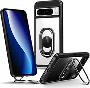 Shields Up for Pixel 8 Pro Case with Stand, Google Pixel 8 Pro Case Clear with Double Ring Holder [Adjustable & Foldable] Shockproof Protective Cover for Google Pixel 8 Pro - Clear Black
