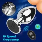 Remote Control Anal Vibrator Metal Butt Plug Vibrating Prostate Massager Sex Toy