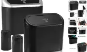 Car Trash Can with Lid, Mini Vehicle Trash Bin Car 2 Black, Black/Silver