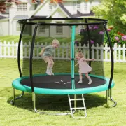 Costway10FT Outdoor Trampoline with Safety Enclosure Net-Green