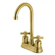 Kingston Brass Gooseneck Bar Prep Faucet Double Handle Deck Mount Brushed Brass