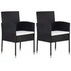vidaXL Garden Chairs with Cream White Cushions 2 pcs Black Poly Rattan BMG
