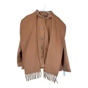 Aqua Scarf Collar Coat Jacket Scarf Womens Camel NWT Size Med Wool Blend