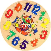 QUMIIRITY 1 Set Enlightenment Wooden Clock Puzzle Educational Sorting Clock Design for Promotes Color Recognition and Telling Skills Safe Material Smooth Surface for Learning Activities