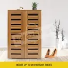 4 Tier Shoe Storage Cabinet Shoe Rack Shelf Organiser Cupboard 20 Pairs Wood Oak