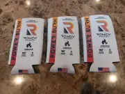 LOT OF 3 ROWDY ENERGY POWER BURN MANGO DRAGONFRUIT BOTTLE DRINK KOOZIE