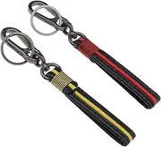 ECSiNG 2PCS Leather Car Keychain Universal Key Fob Keychain with Keyring Decoration Car Accessories for Women Men Black-Red Black-Yellow 15.5cm