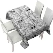 Black and White Owls Drawings Tablecloth