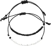 WOFASHPURET Elegant Black White Rice Bead Bracelet Perfect Match for Couples Stretchy Friendship Cord Bracelet