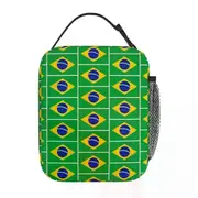 c153 Brazil National Flag Lunch Bags Insulated Lunch Tote Portable Bento Box Leakproof Picnic Bags for Woman Work Children School k153