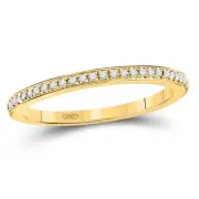 10kt Yellow Gold Womens Round Diamond Anniversary Stackable Band Ring 1/8 C
